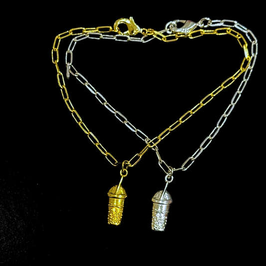 Bubble Tea Bracelet - Single Charm- Gold