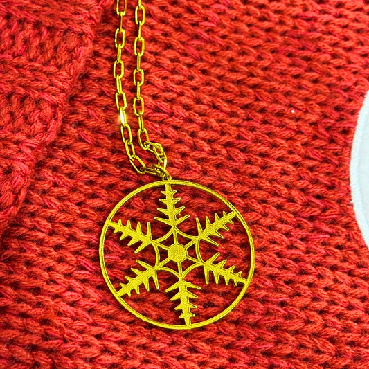SnowFlake Pendant Necklace - Gold