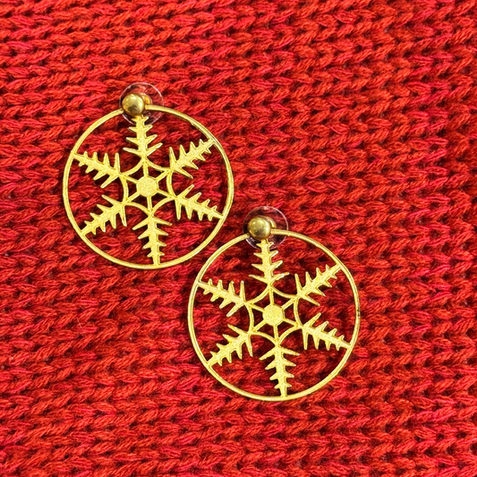 SnowFLake Stud + Hoop Earrings - Gold
