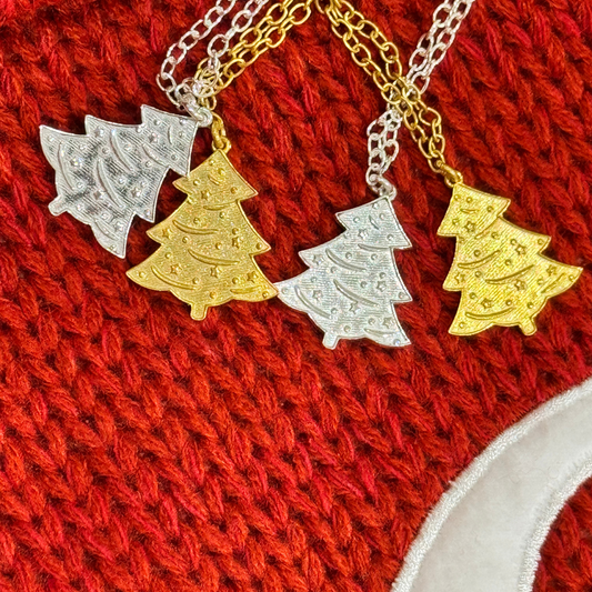 XMAS Tree Charm Necklace - Silver