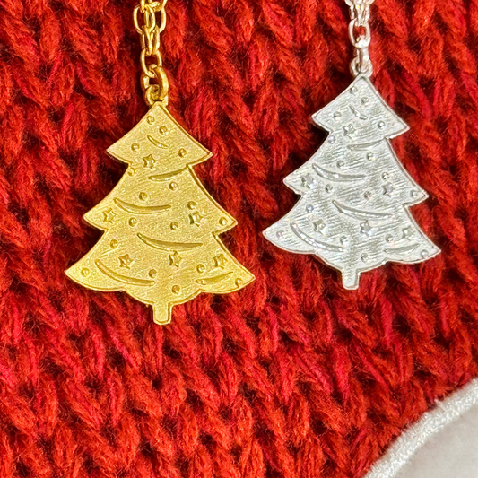 XMAS Tree Charm Dangling Bracelet - Silver
