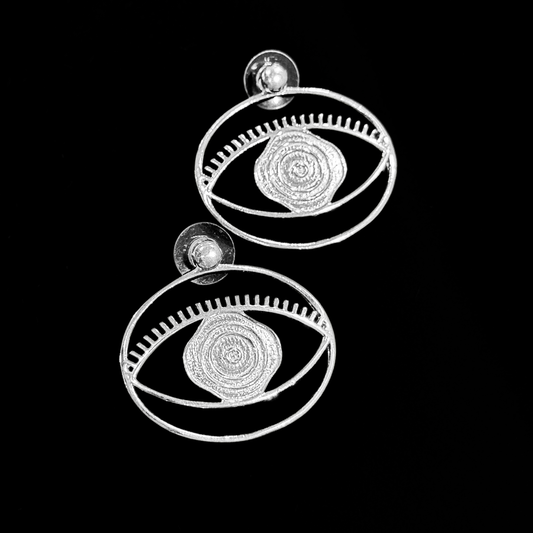 Evil Eye Stud + Hoop Earrings Large - Silver