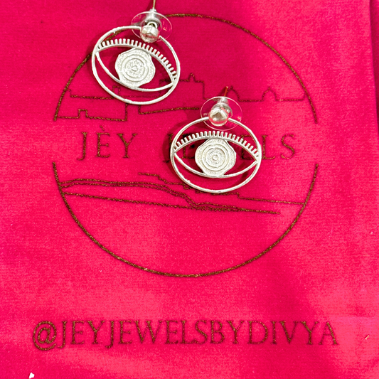 Evil Eye Stud + Hoop Earrings Medium - Silver