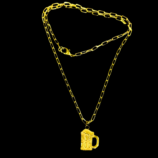 Beer Mug Necklace - Single Charm - Gold