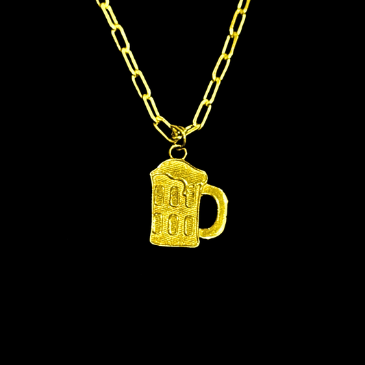 Beer Mug Necklace - Single Charm - Gold