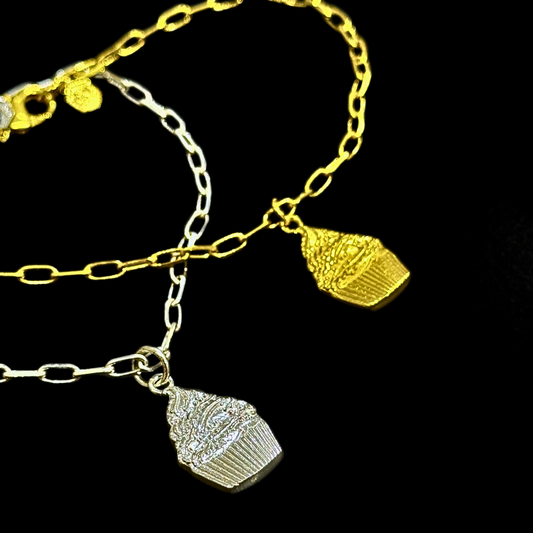 Cupcake Bracelet - Single Charm - Silver