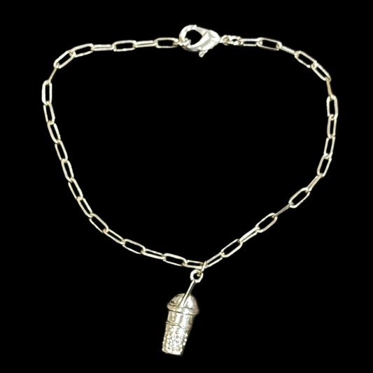 Bubble Tea Bracelet - Single Charm- Silver