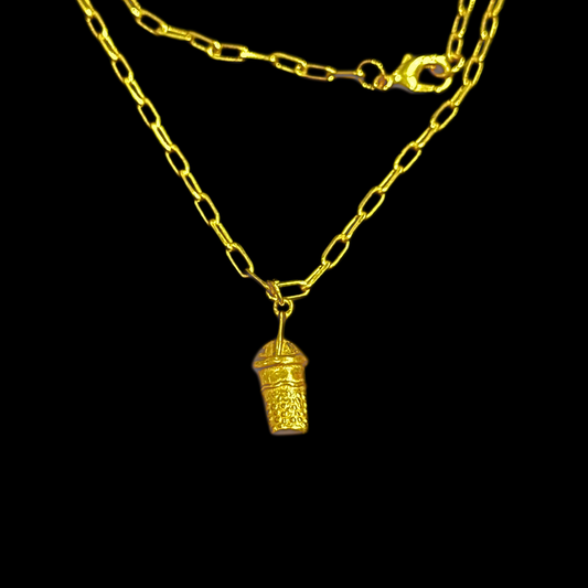 Bubble Tea Necklace - Single Charm - Gold