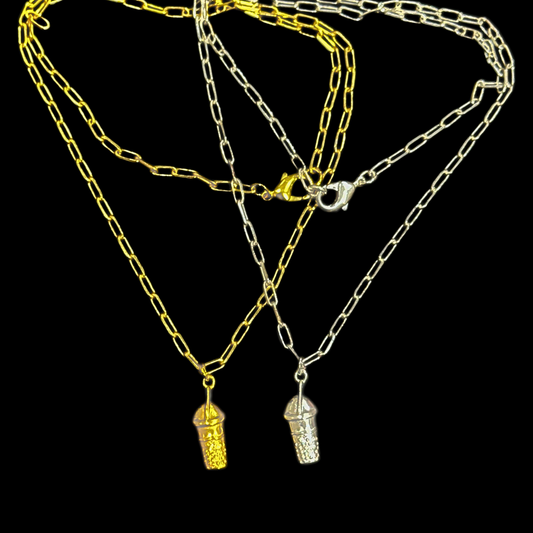 Bubble Tea Necklace - Single Charm - Gold