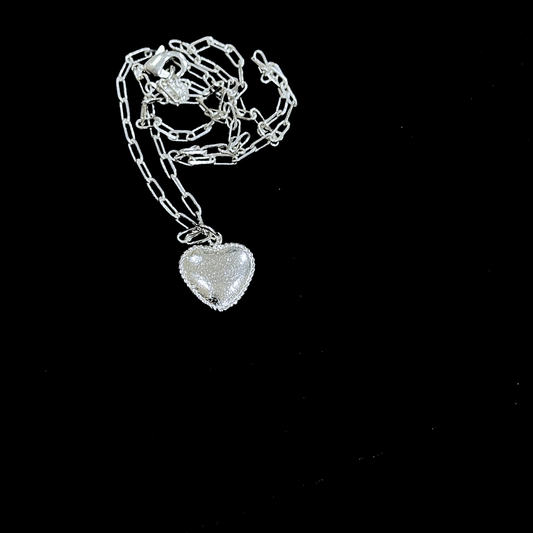 Heart Pendant Necklace - SIlver – elegant pendant necklace with spiritual meaning by Jéy Jewels by Divya on black background
