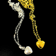 Heart Pendant Necklace - SIlver – elegant pendant necklace with spiritual meaning by Jéy Jewels by Divya on black ground with Gold Variation