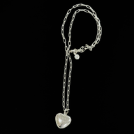 Heart Pendant Necklace - SIlver – elegant pendant necklace with spiritual meaning by Jéy Jewels by Divya on black background