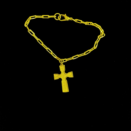 Cross Dangling Bracelet - Gold