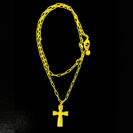 Cross Pendant Necklace - Gold – elegant pendant necklace with spiritual meaning by Jéy Jewels by Divya on black background 