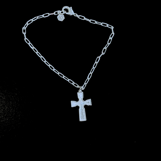 Cross Dangling Bracelet - Silver