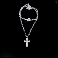 Cross Pendant Necklace - Silver – elegant pendant necklace with spiritual meaning by Jéy Jewels by Divya on black background