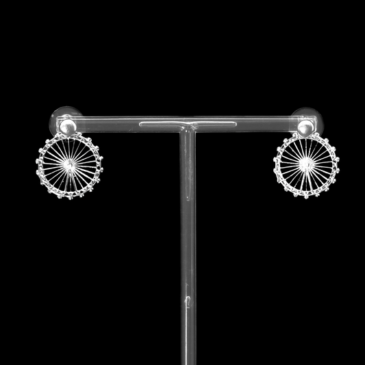 London Eye Studs + Hoop Earrings Medium Silver
