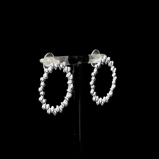 Ocean Drop Medium Hoops - Silver