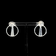 Shard Medium Earrings – Silver – Sleek silver or gold design inspired by The Shard – London’s tallest skyscraper, contemporary jewellery on black background