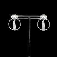 Shard Medium Earrings – Silver – Sleek silver or gold design inspired by The Shard – London’s tallest skyscraper, contemporary jewellery on black background