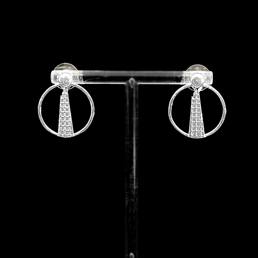 Shard Studs + Hoop Earrings Medium - Silver