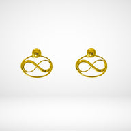 Cosmic Infinity Charm + Studs Earrings Small - Gold – symbolic stud or hoop earrings designed by Jéy Jewels by Divya on white background