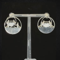 Tower Bridge Large Earrings – Silver – Intricate detailing inspired by London’s Tower Bridge – heritage architecture in wearable form on dark background