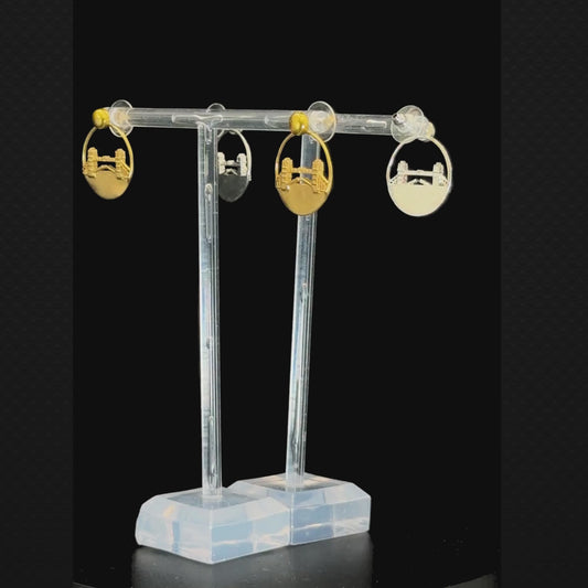 Tower Bridge Studs + Hoop Earrings Medium Silver
