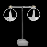 Shard Large Earrings – Silver – Sleek silver or gold design inspired by The Shard – London’s tallest skyscraper, contemporary jewellery on black background