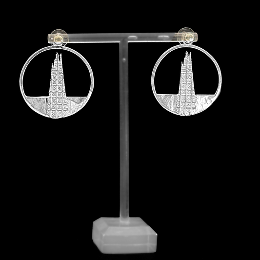 Shard Studs + Hoop Earrings Large - Silver