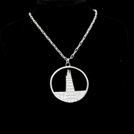 Shard Large Necklace – Silver – Sleek silver or gold design inspired by The Shard – London’s tallest skyscraper, contemporary jewellery on black background