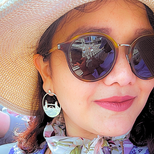 Tower Bridge Studs + Hoop Earrings Large Silver