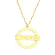 London Large Necklace – Gold – A tribute to London’s essence – elegant handcrafted jewellery inspired by its iconic cityscape, styled on a white backdrop zoom in