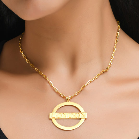 London Pendant Necklace Large - Gold