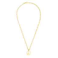 Peace Pendant Necklace Small - Gold – elegant pendant necklace with spiritual meaning by Jéy Jewels by Divya on white background whole necklace view