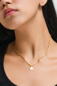 Star Pendant Necklace Small - Gold – elegant pendant necklace with spiritual meaning by Jéy Jewels by Divya on model neck