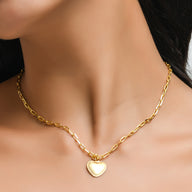 Heart Pendant Necklace Small - Gold – elegant pendant necklace with spiritual meaning by Jéy Jewels by Divya on model neck