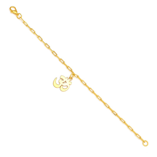 OM Dangling Bracelet Small - Gold – handcrafted gold charm bracelet by Jéy Jewels by Divya on white background