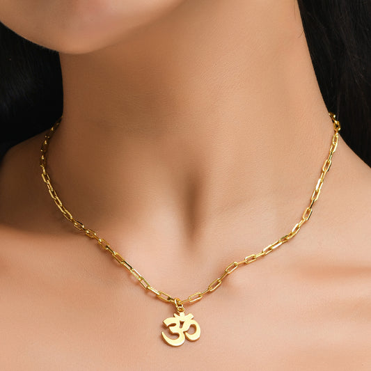 OM Pendant Necklace Small - Gold