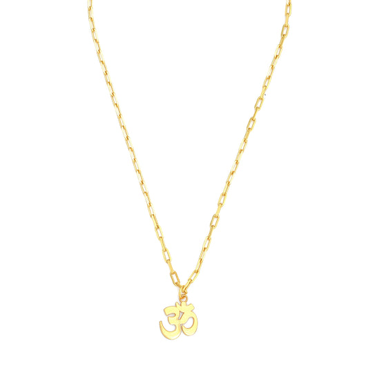 OM Pendant Necklace Small – Gold – elegant pendant necklace with spiritual meaning by Jéy Jewels by Divya on white background