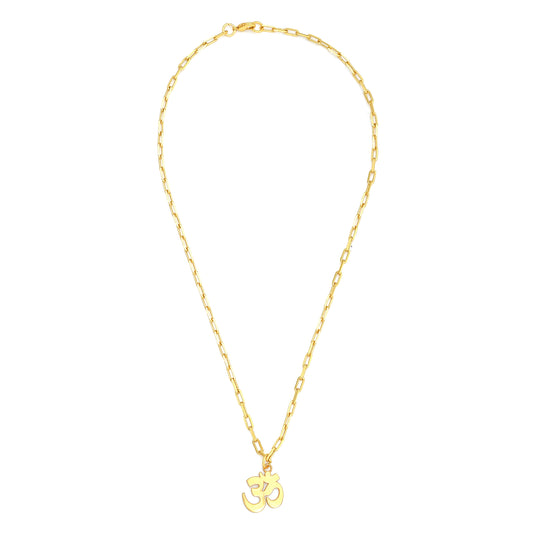 OM Pendant Necklace Small – Gold – elegant pendant necklace with spiritual meaning by Jéy Jewels by Divya on white background