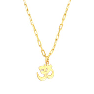 OM Pendant Necklace Small – Gold – elegant pendant necklace with spiritual meaning by Jéy Jewels by Divya on white background