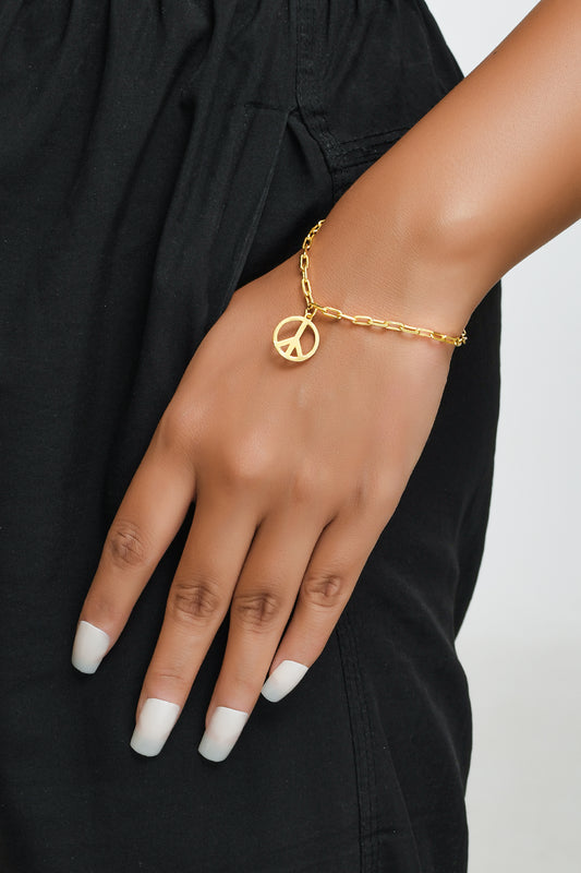 Peace Dangling Bracelet Small - Gold