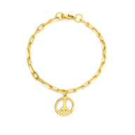 Peace Dangling Bracelet Small - Gold – handcrafted gold charm bracelet by Jéy Jewels by Divya on white background