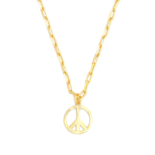 Peace Pendant Necklace Small - Gold