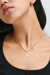 Peace Pendant Necklace Small - Gold – elegant pendant necklace with spiritual meaning by Jéy Jewels by Divya on model neck