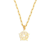 Pentacle Pendant Necklace Small - Gold – elegant pendant necklace with spiritual meaning by Jéy Jewels by Divya on white background zoomed in 