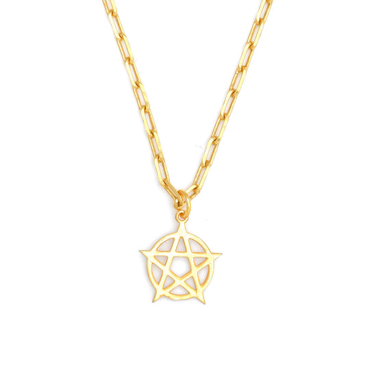 Pentacle Pendant Necklace Small - Gold – elegant pendant necklace with spiritual meaning by Jéy Jewels by Divya on white background zoomed in 