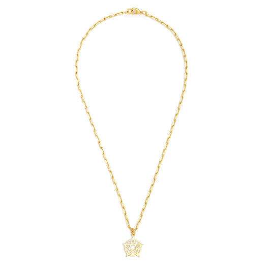 Pentacle Pendant Necklace Small - Gold – elegant pendant necklace with spiritual meaning by Jéy Jewels by Divya on white background full view