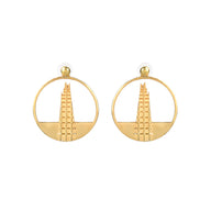 Shard Large Earrings – Gold – Sleek silver or gold design inspired by The Shard – London’s tallest skyscraper, contemporary jewellery on white background